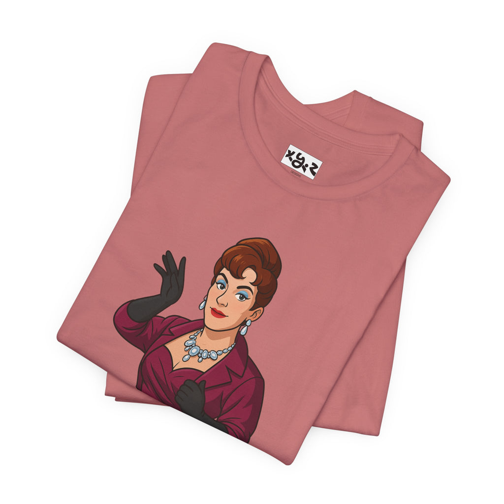 Graphic Tee — "What in gay hell?" Vintage Glam Comedy Shirt