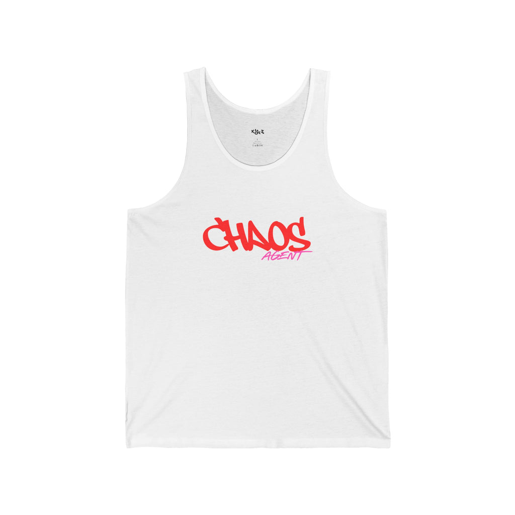 Chaos Academy Graphic Tank Top — Streetwear Athletic Summer Tank with Red Script Logo