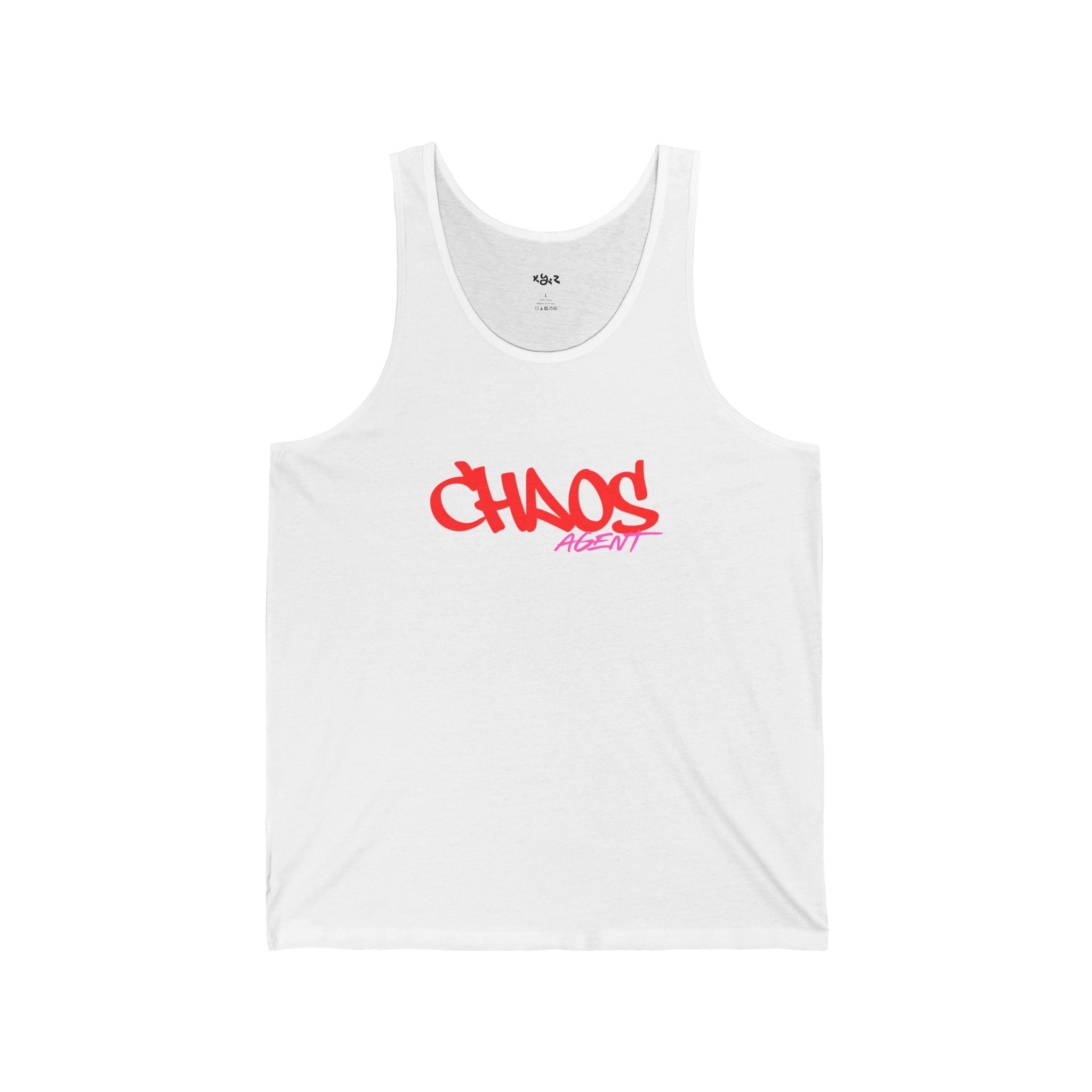 Chaos Academy Graphic Tank Top — Streetwear Athletic Summer Tank with Red Script Logo