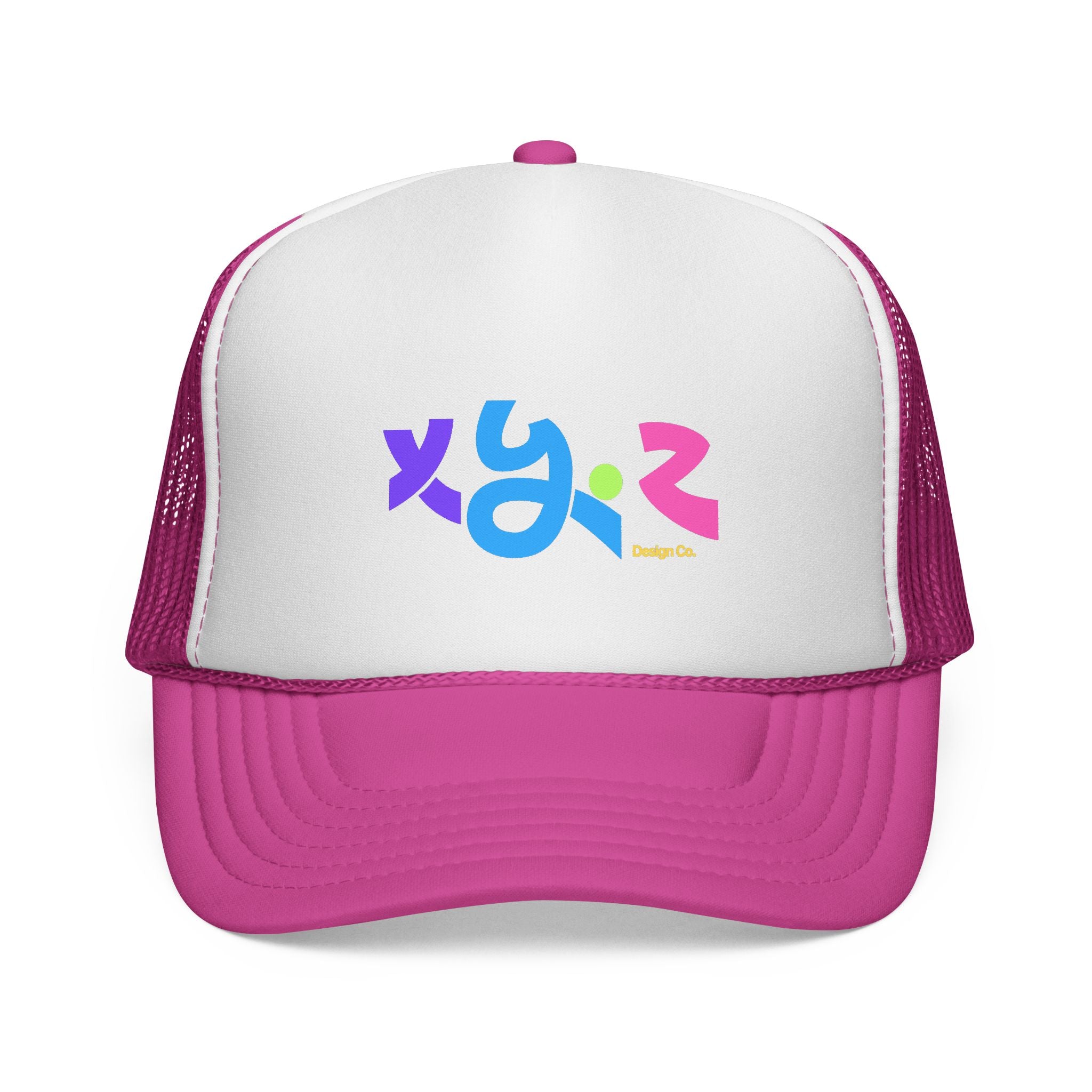 Retro Colorful XYZ Trucker Cap — 90s Graffiti Logo Mesh Hat