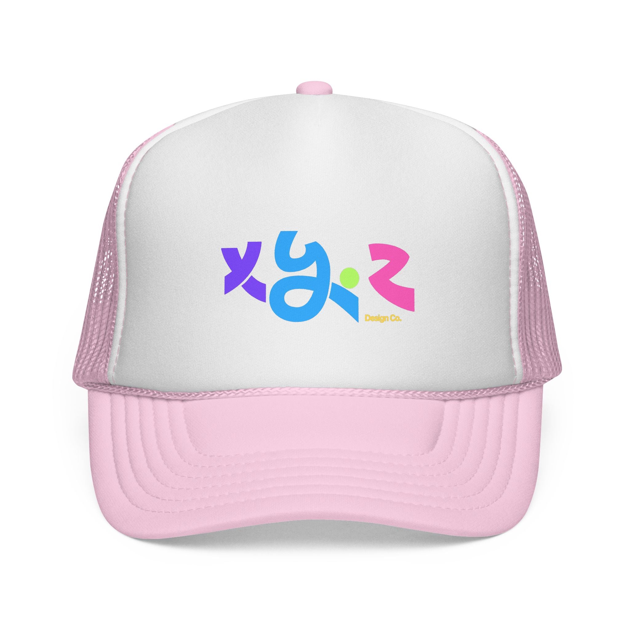 Retro Colorful XYZ Trucker Cap — 90s Graffiti Logo Mesh Hat