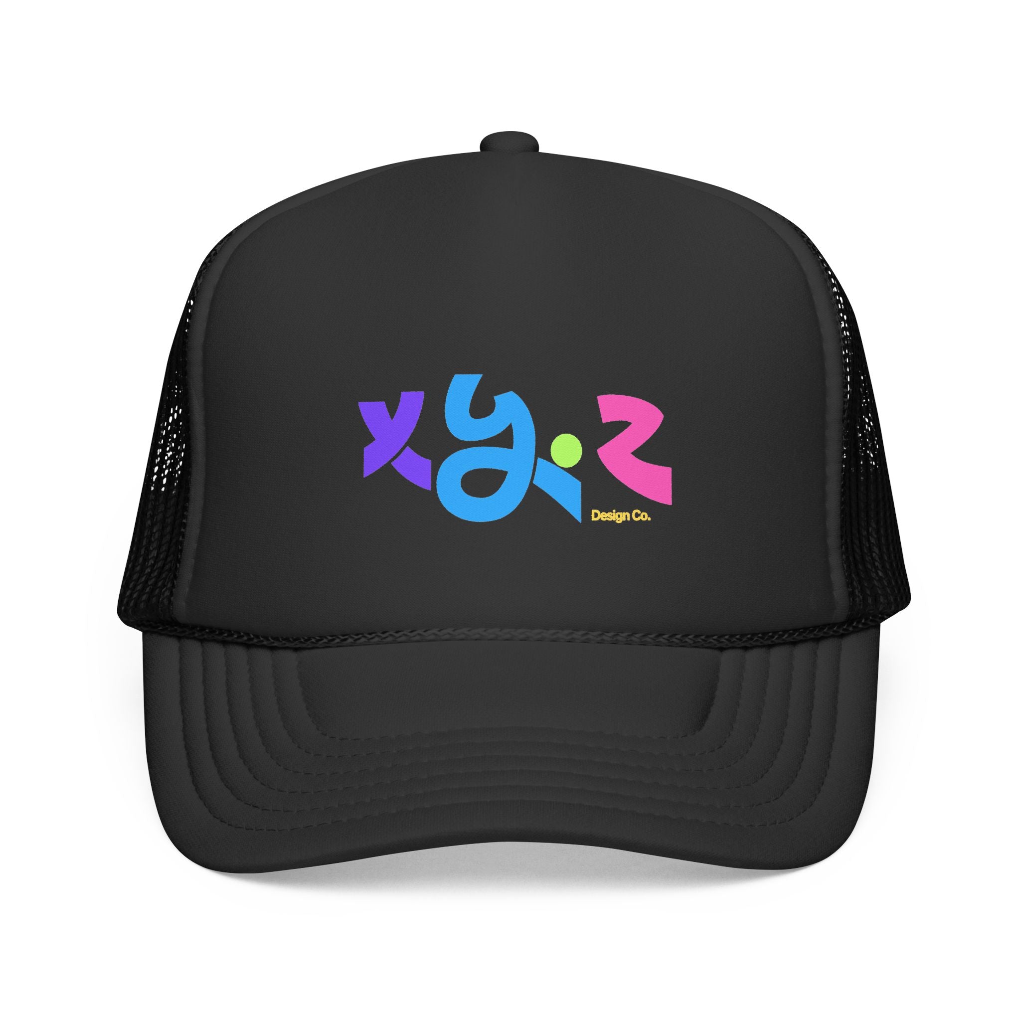 Retro Colorful XYZ Trucker Cap — 90s Graffiti Logo Mesh Hat