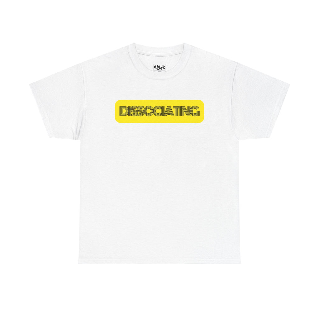 Dissociating T‑Shirt — Bold Yellow Retro Graphic Tee
