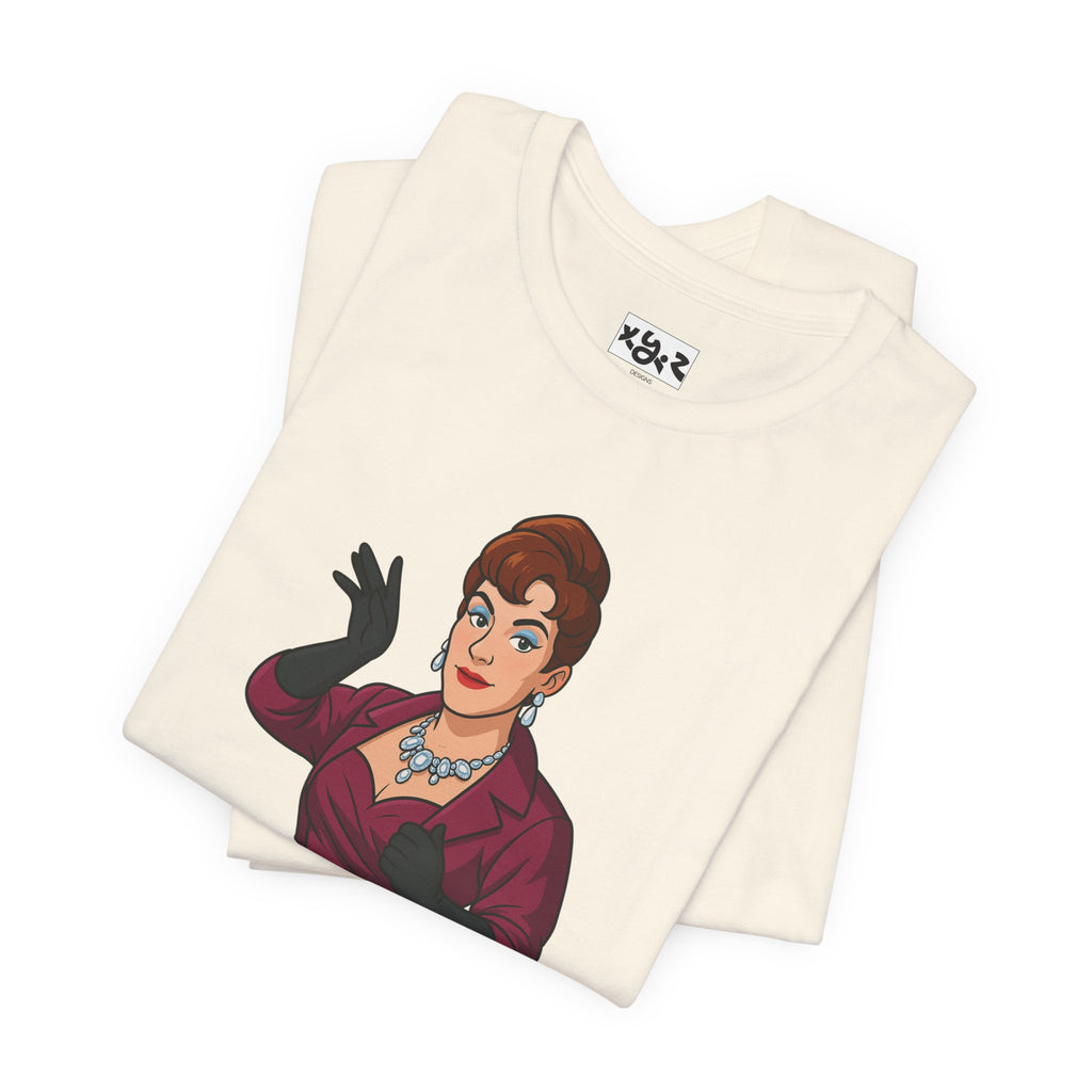 Graphic Tee — "What in gay hell?" Vintage Glam Comedy Shirt