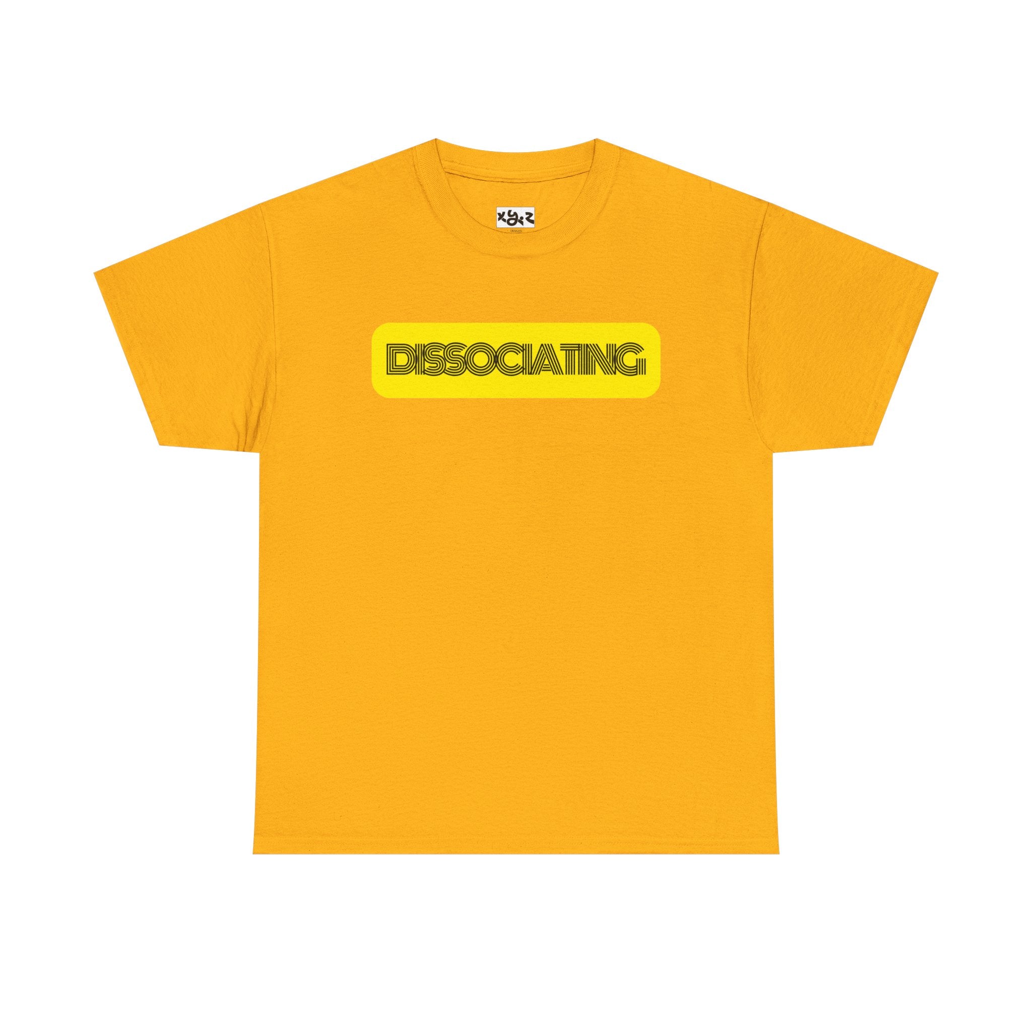 Dissociating T‑Shirt — Bold Yellow Retro Graphic Tee