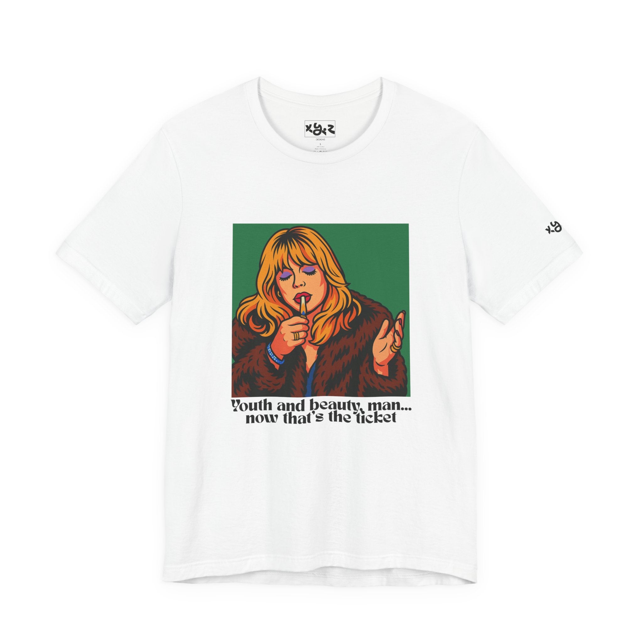 Retro Singer Graphic Tee — "Youth and beauty, man... now that's the ticket"