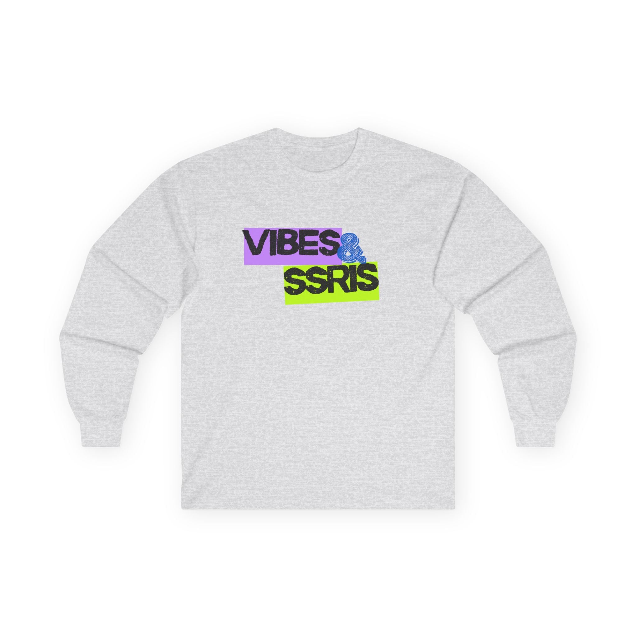 Vibes & Srsrs Long Sleeve Tee — Retro Neon Graphic