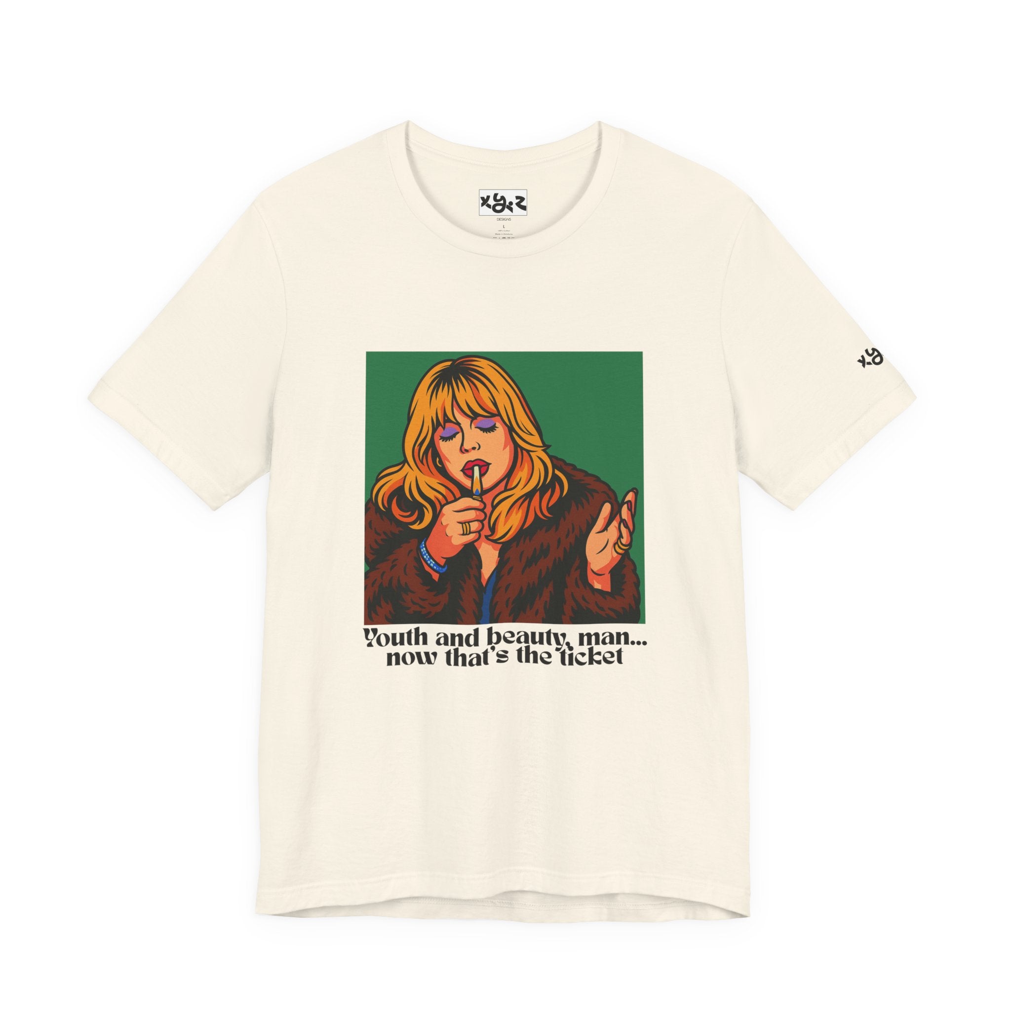 Retro Singer Graphic Tee — "Youth and beauty, man... now that's the ticket"