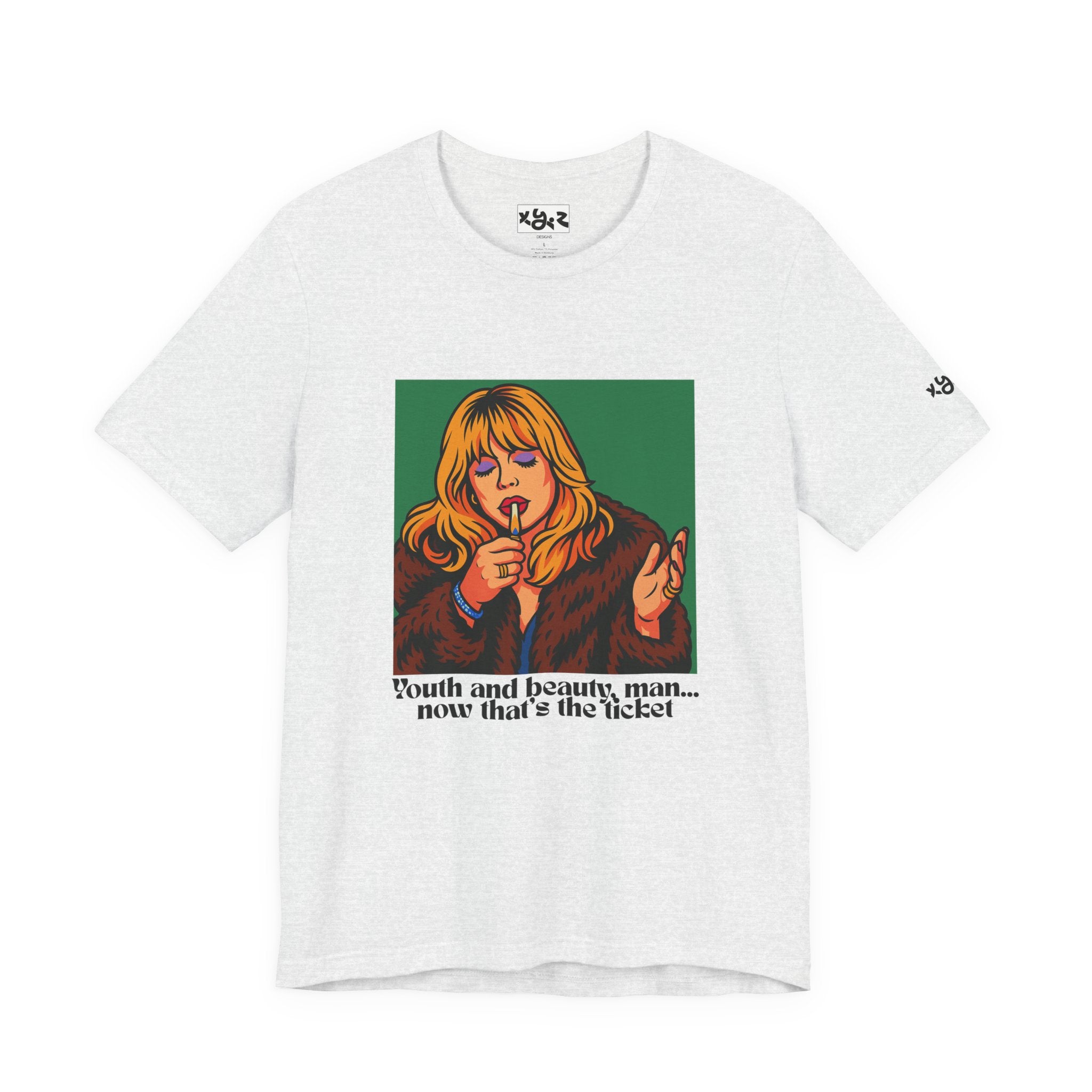 Retro Singer Graphic Tee — "Youth and beauty, man... now that's the ticket"
