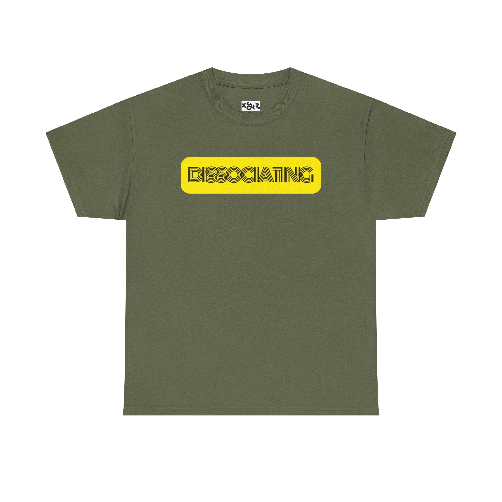 Dissociating T‑Shirt — Bold Yellow Retro Graphic Tee